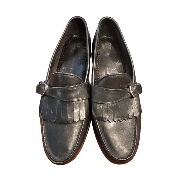 Men’s Allen Edmonds Kavanaugh Black Leather Fringe Buckle Loafers  Size 9 main image 3